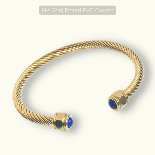 Sanderson Bangle - 18k Gold Plated - Blue Opal - Waterproof