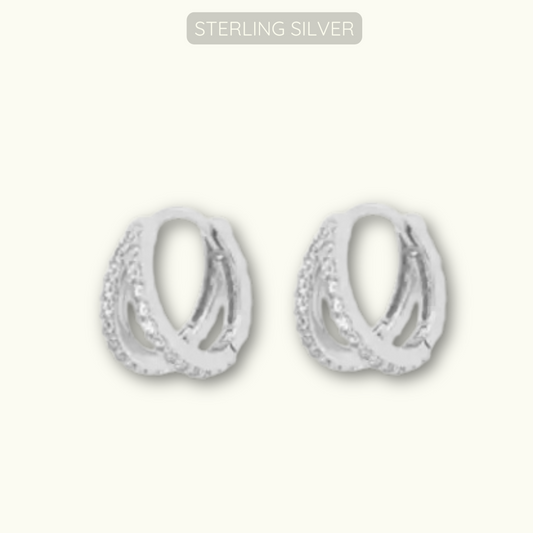 Victoria Huggies - White Stones - 925 Sterling Silver