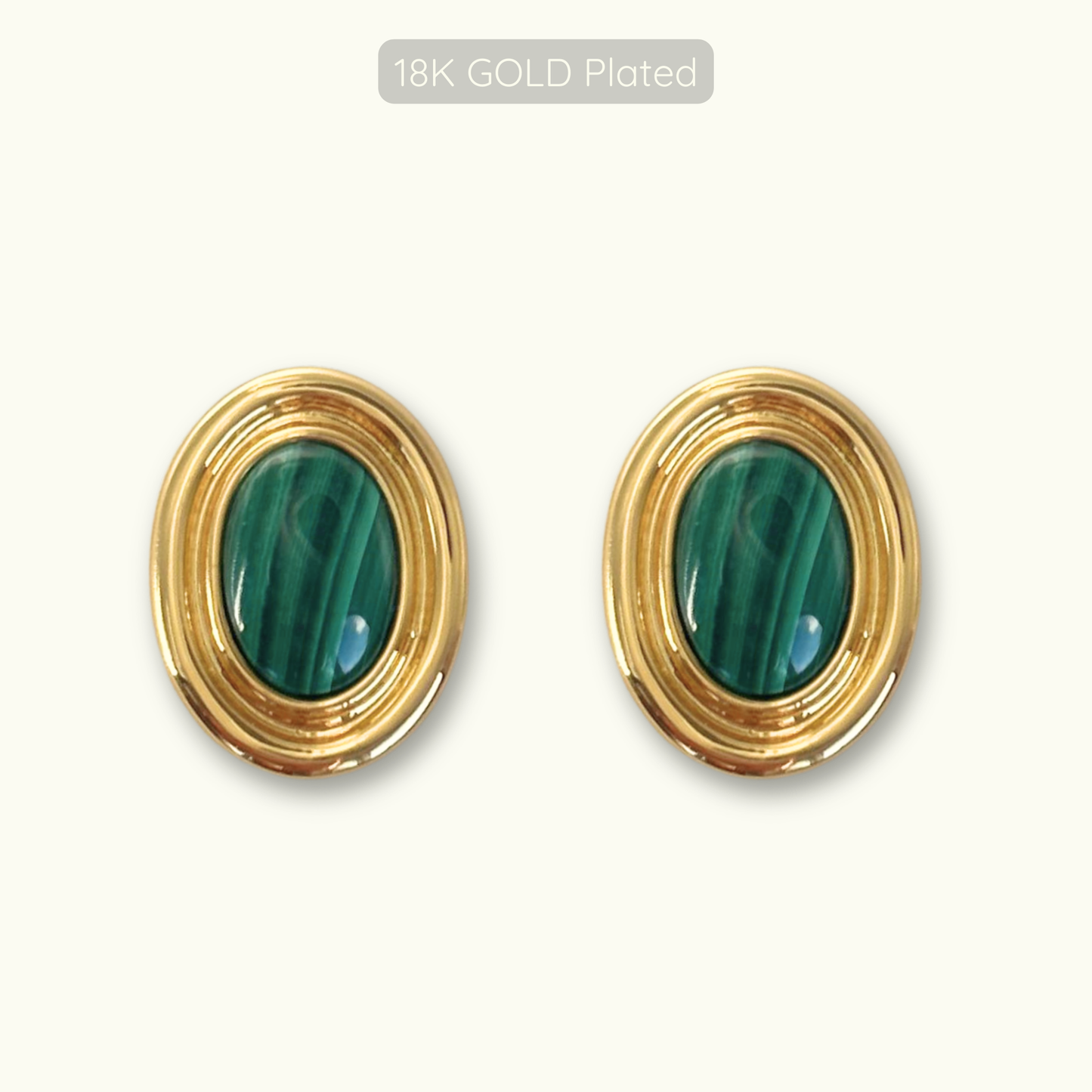 Phyllis Studs - 18k Gold Plated - Malachite