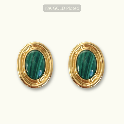 Phyllis Studs - 18k Gold Plated - Malachite