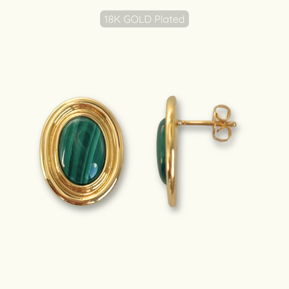 Phyllis Studs - 18k Gold Plated - Malachite