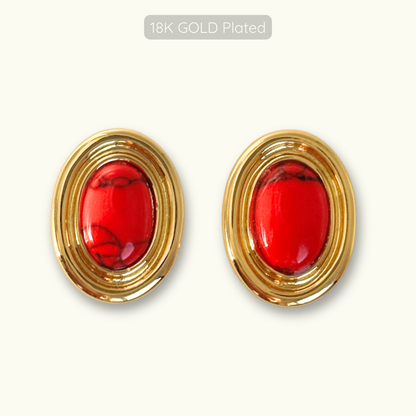 Phyllis Studs - 18k Gold Plated - Red dyed turquoise