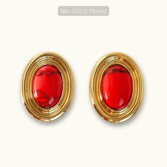 Phyllis Studs - 18k Gold Plated - Red dyed turquoise