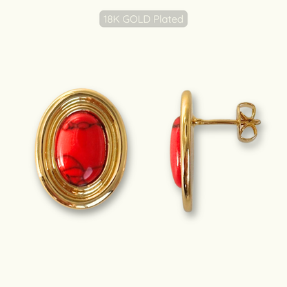 Phyllis Studs - 18k Gold Plated - Red dyed turquoise