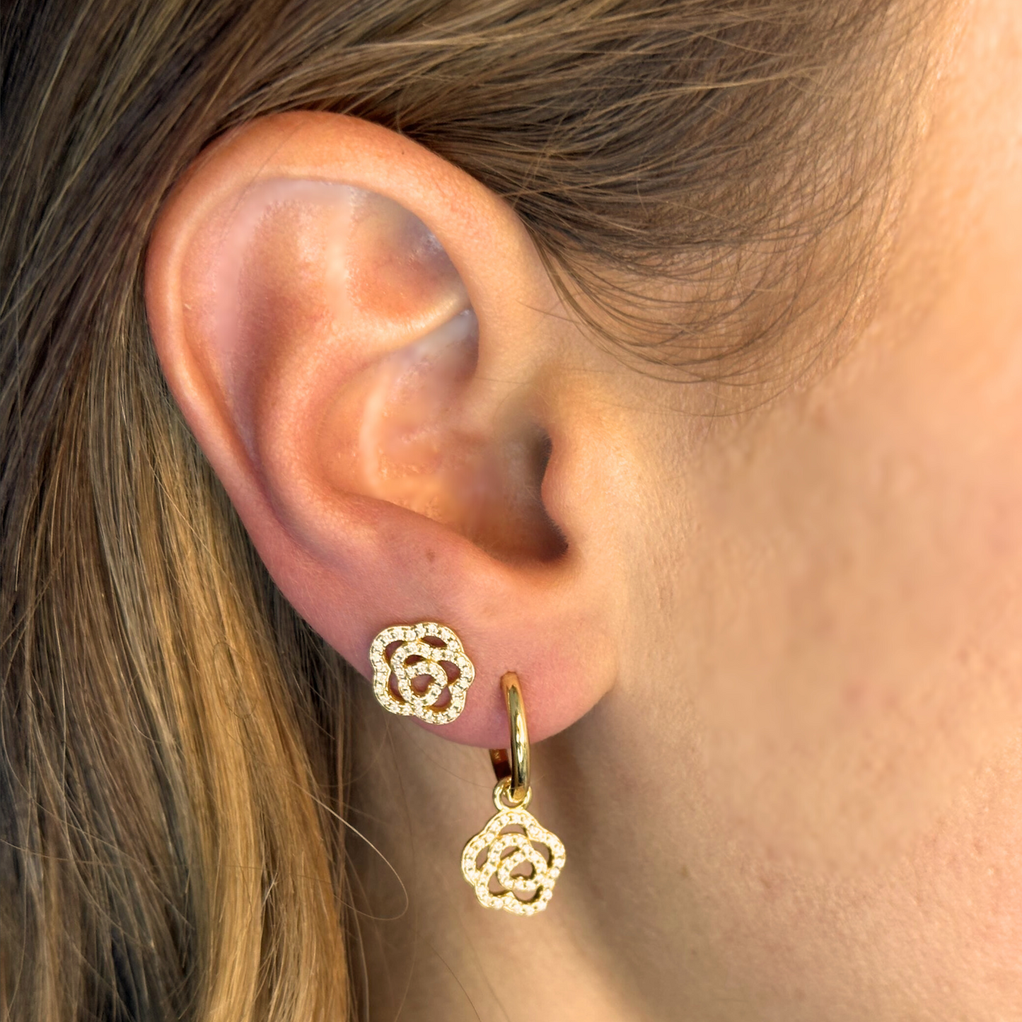 Rose Hoops - 18k Gold Plated 925 Sterling Silver