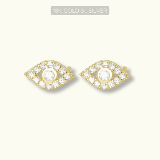 Evil Eye Studs - 18k Gold Plated Sterling Silver