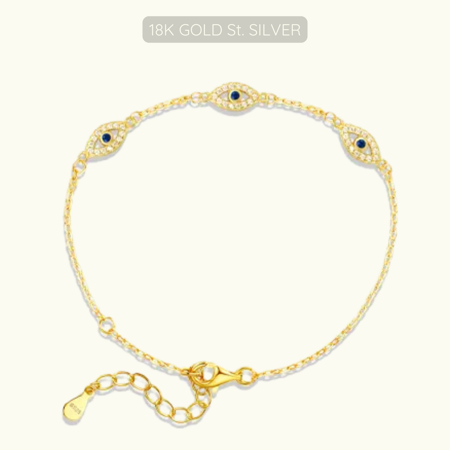 Evil Eye Bracelet - 18k Gold Plated Sterling Silver