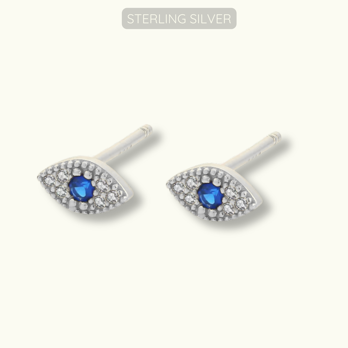 Evil Eye Studs - Sapphire - 18k Gold Plated Sterling Silver