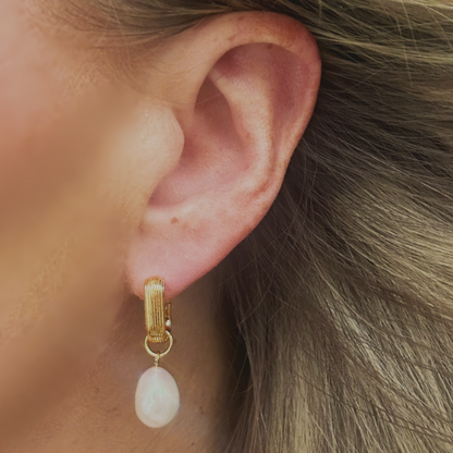 Pearl Hoops - 18k Gold Plated