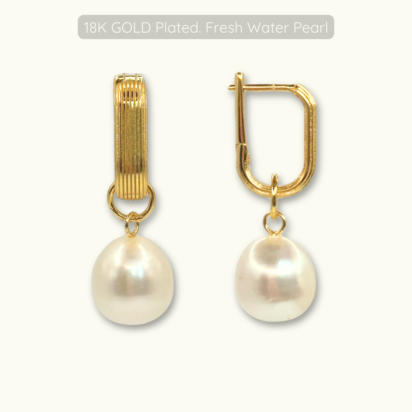 Pearl Hoops - 18k Gold Plated