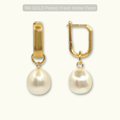 Pearl Hoops - 18k Gold Plated