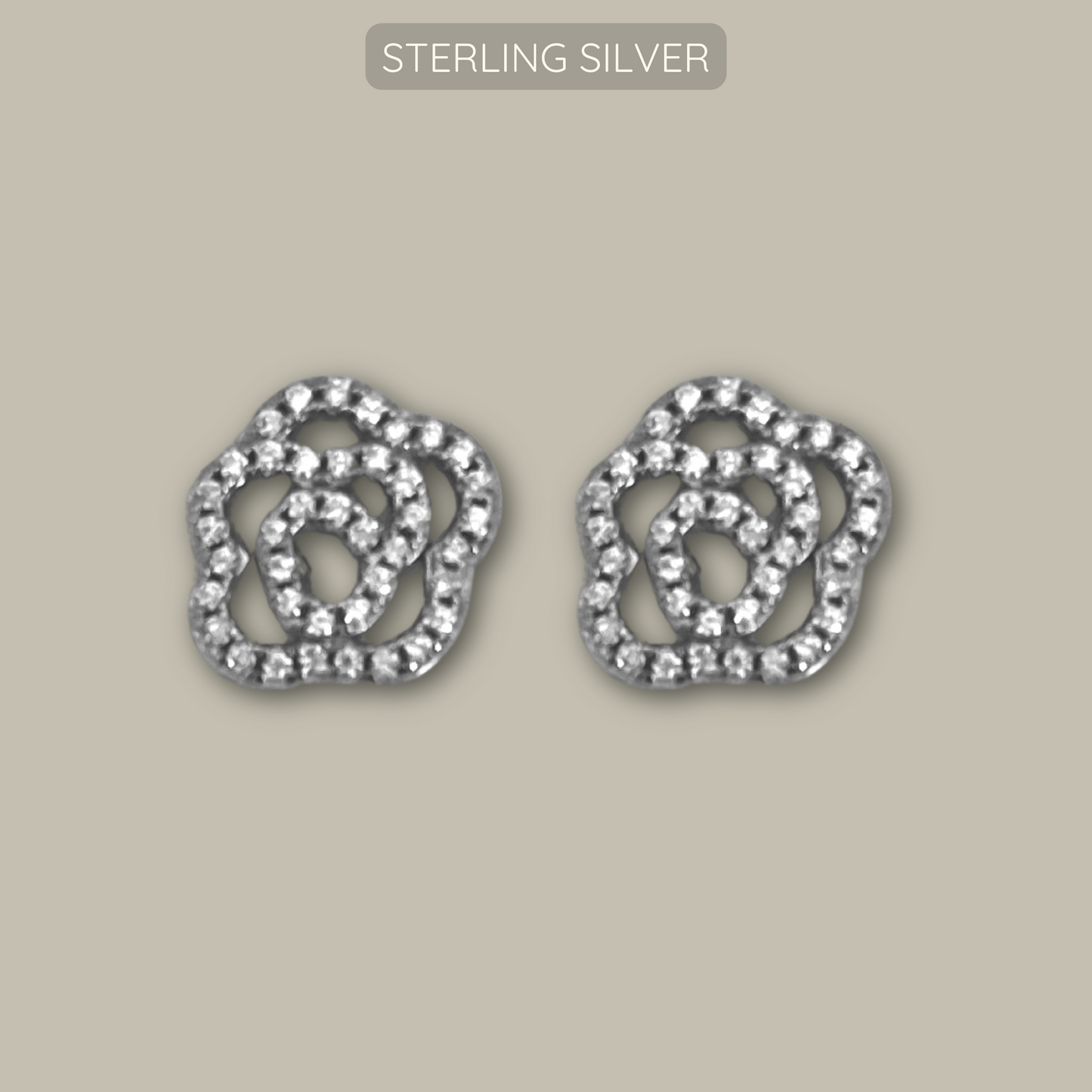 Rose Studs -925 Sterling Silver