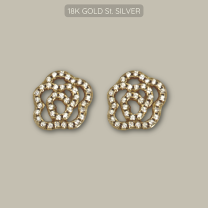 Rose Studs - 18k Gold Plated 925 Sterling Silver