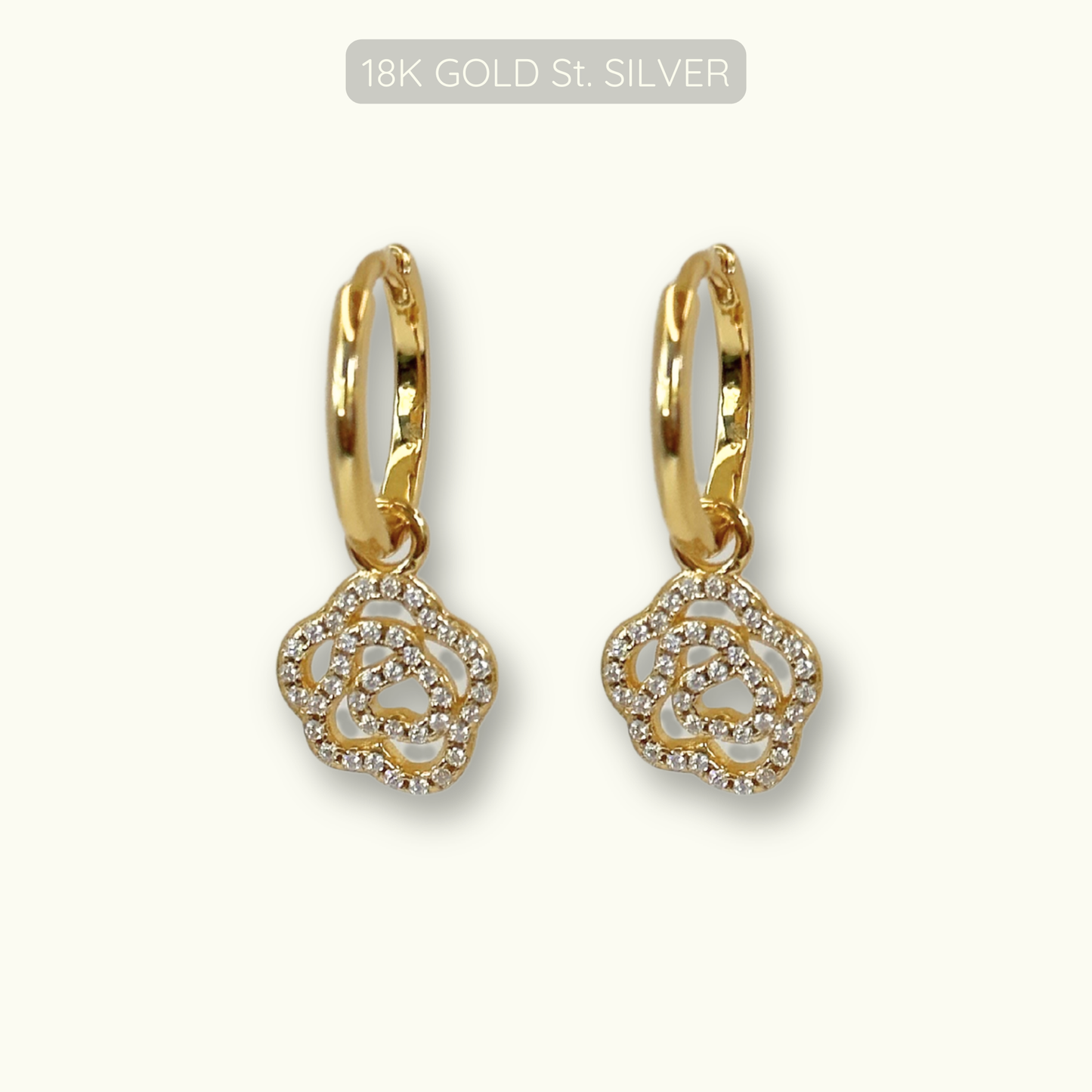 Rose Hoops - 18k Gold Plated 925 Sterling Silver