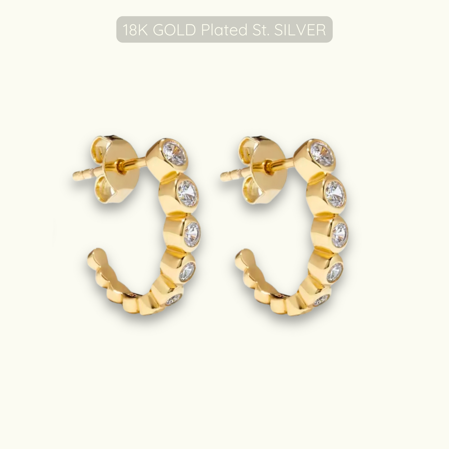 Sofia Demi-Hoops - 18k Gold Plated 925 Sterling Silver