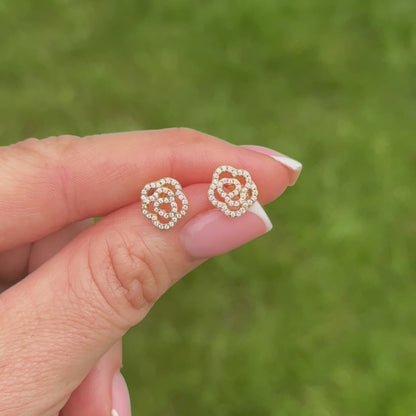 Rose Studs - 18k Gold Plated 925 Sterling Silver